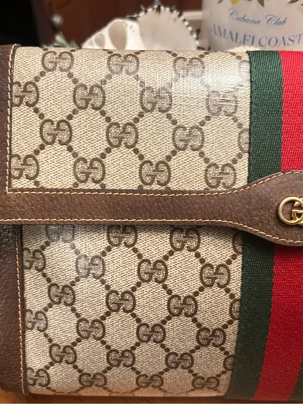 Gucci Supreme Canvas sherry line clutch Large size